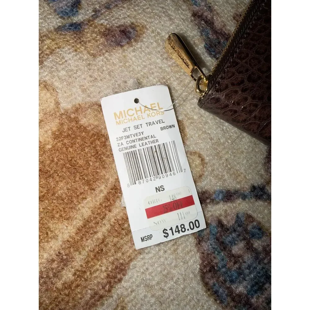 NWT Michael Kors Jet Set Travel Continental Wallet – Brown Genuine Leather